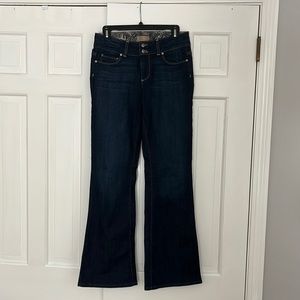 Paige boot/wide cut Jean in dark wash, size27/4